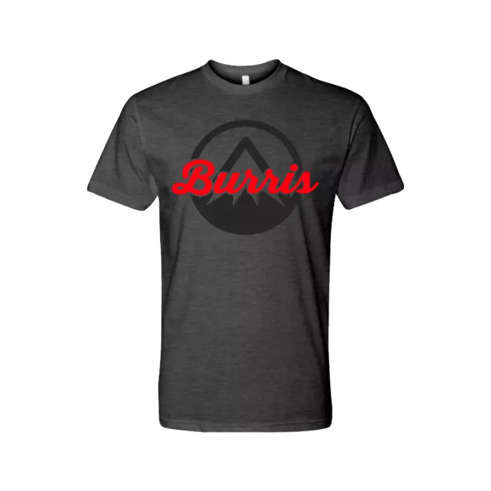 Burris Retro Logo Tee Front - Charcoal.